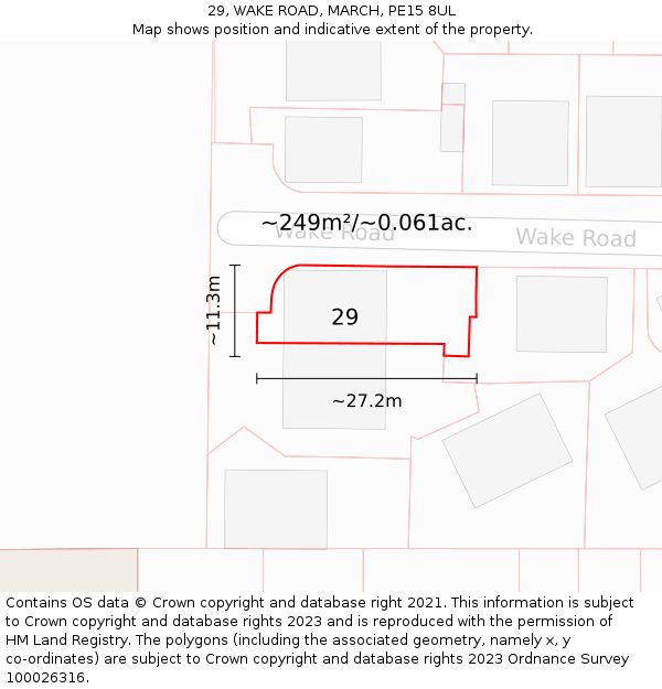 29, WAKE ROAD, MARCH, PE15 8UL: Plot and title map