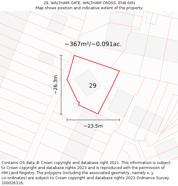 29, WALTHAM GATE, WALTHAM CROSS, EN8 0XN: Plot and title map
