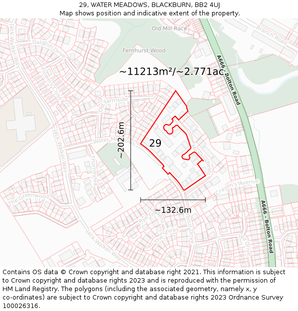 29, WATER MEADOWS, BLACKBURN, BB2 4UJ: Plot and title map