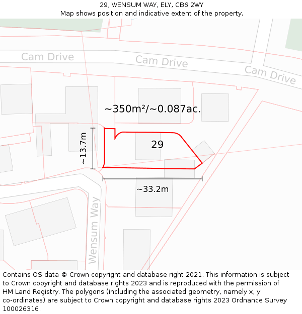 29, WENSUM WAY, ELY, CB6 2WY: Plot and title map