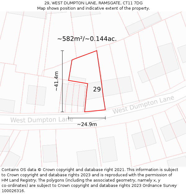 29, WEST DUMPTON LANE, RAMSGATE, CT11 7DG: Plot and title map