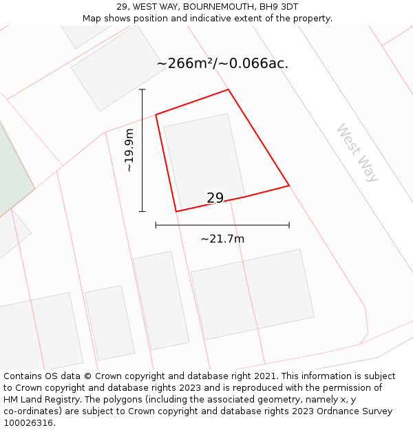 29, WEST WAY, BOURNEMOUTH, BH9 3DT: Plot and title map