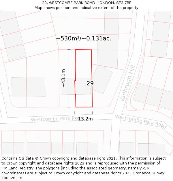 29, WESTCOMBE PARK ROAD, LONDON, SE3 7RE: Plot and title map