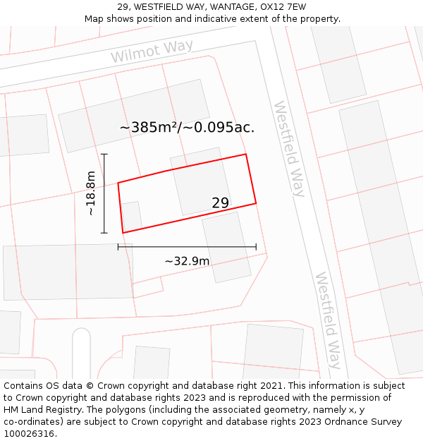 29, WESTFIELD WAY, WANTAGE, OX12 7EW: Plot and title map