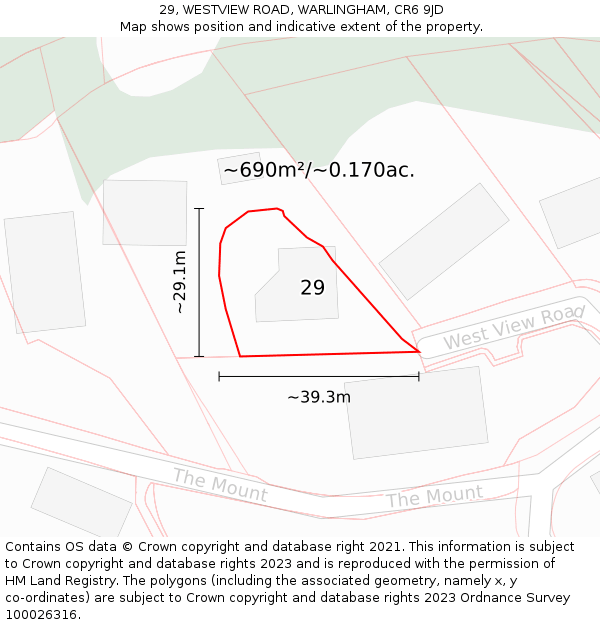 29, WESTVIEW ROAD, WARLINGHAM, CR6 9JD: Plot and title map