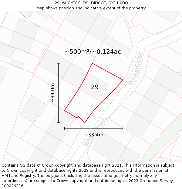29, WHEATFIELDS, DIDCOT, OX11 0BQ: Plot and title map