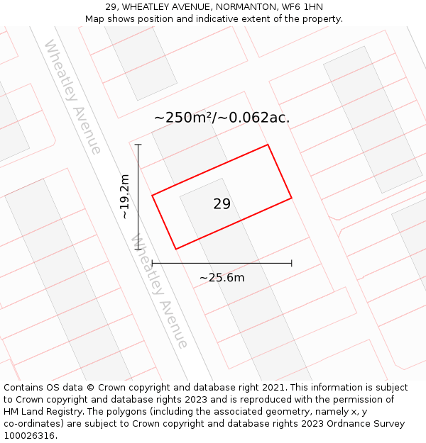 29, WHEATLEY AVENUE, NORMANTON, WF6 1HN: Plot and title map
