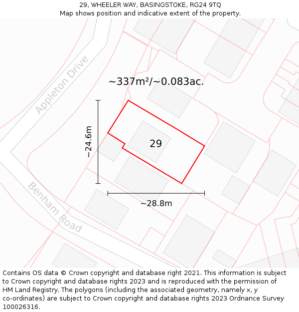29, WHEELER WAY, BASINGSTOKE, RG24 9TQ: Plot and title map