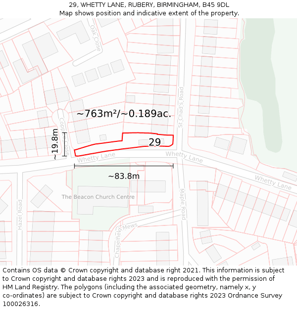 29, WHETTY LANE, RUBERY, BIRMINGHAM, B45 9DL: Plot and title map