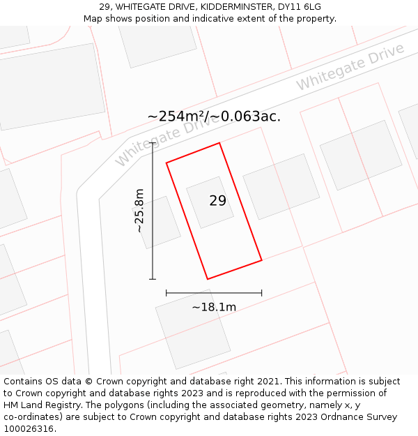29, WHITEGATE DRIVE, KIDDERMINSTER, DY11 6LG: Plot and title map