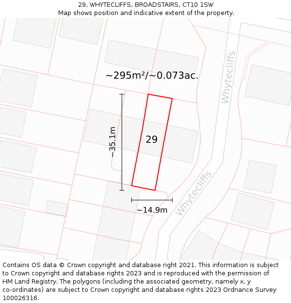 29, WHYTECLIFFS, BROADSTAIRS, CT10 1SW: Plot and title map