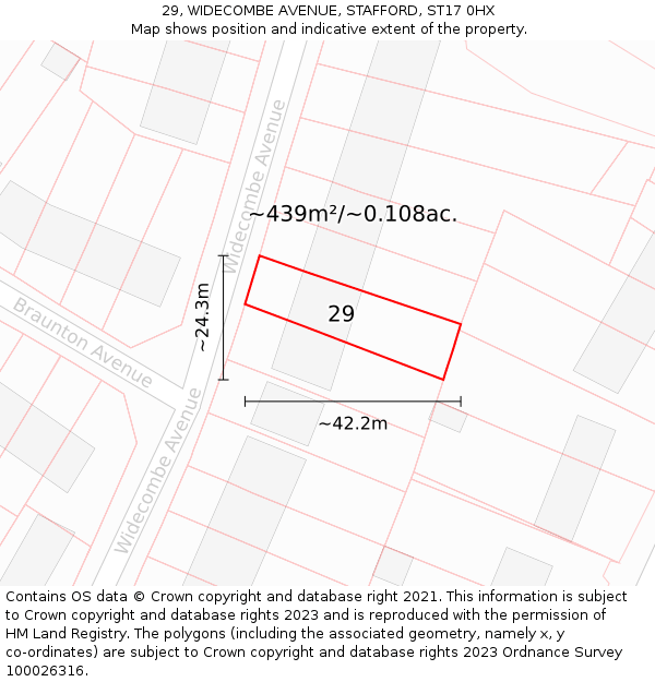 29, WIDECOMBE AVENUE, STAFFORD, ST17 0HX: Plot and title map