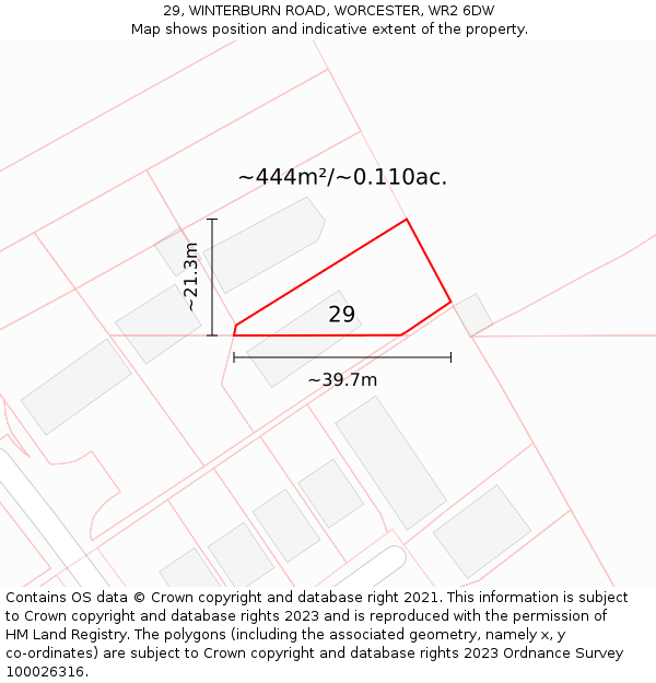 29, WINTERBURN ROAD, WORCESTER, WR2 6DW: Plot and title map