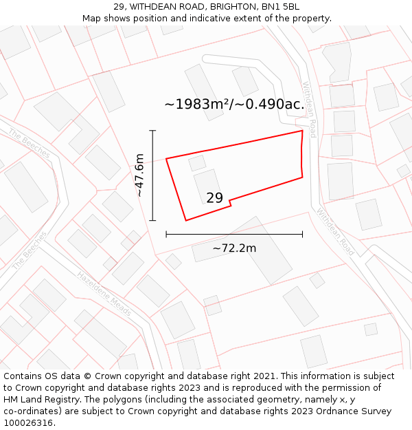 29, WITHDEAN ROAD, BRIGHTON, BN1 5BL: Plot and title map