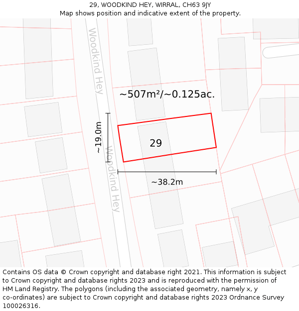 29, WOODKIND HEY, WIRRAL, CH63 9JY: Plot and title map