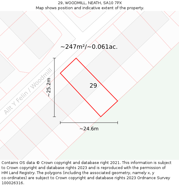 29, WOODMILL, NEATH, SA10 7PX: Plot and title map