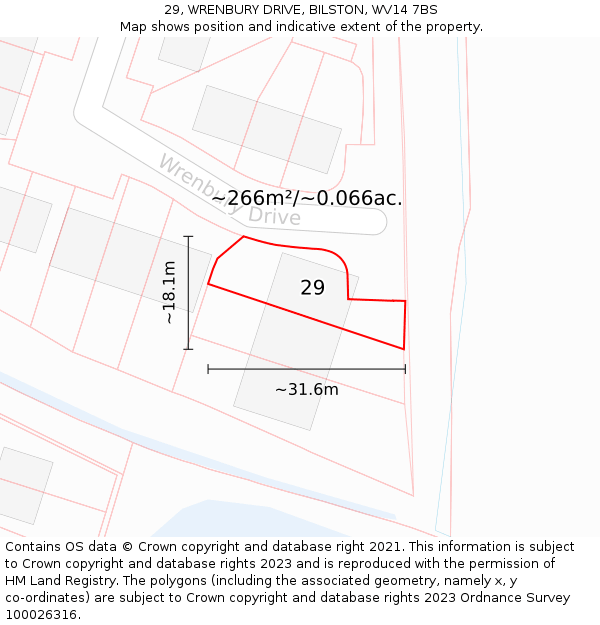 29, WRENBURY DRIVE, BILSTON, WV14 7BS: Plot and title map