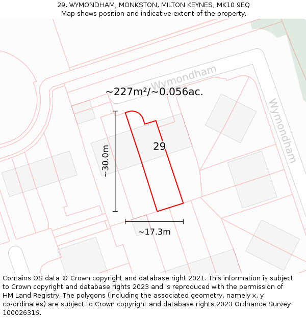 29, WYMONDHAM, MONKSTON, MILTON KEYNES, MK10 9EQ: Plot and title map