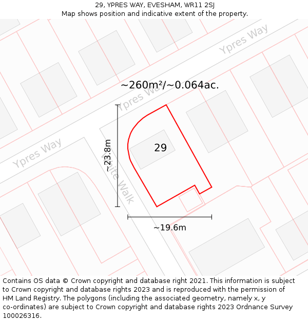 29, YPRES WAY, EVESHAM, WR11 2SJ: Plot and title map