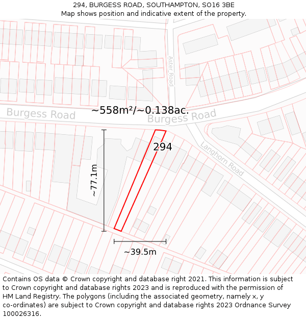 294, BURGESS ROAD, SOUTHAMPTON, SO16 3BE: Plot and title map