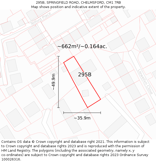 295B, SPRINGFIELD ROAD, CHELMSFORD, CM1 7RB: Plot and title map