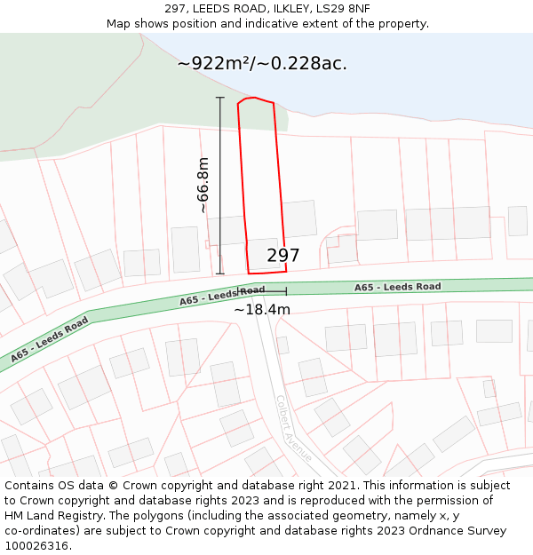 297, LEEDS ROAD, ILKLEY, LS29 8NF: Plot and title map