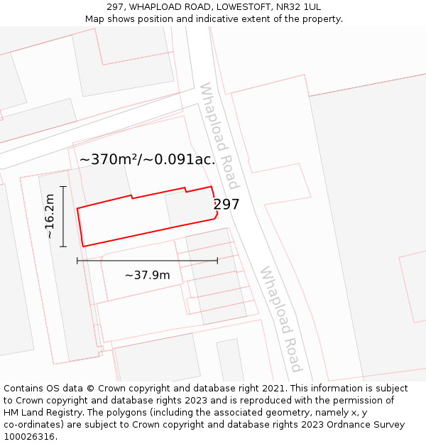297, WHAPLOAD ROAD, LOWESTOFT, NR32 1UL: Plot and title map