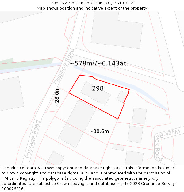298, PASSAGE ROAD, BRISTOL, BS10 7HZ: Plot and title map