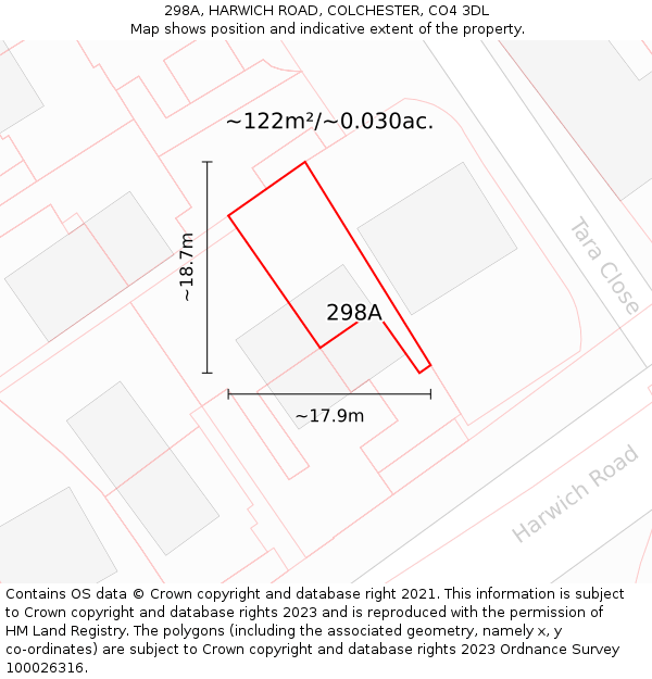 298A, HARWICH ROAD, COLCHESTER, CO4 3DL: Plot and title map