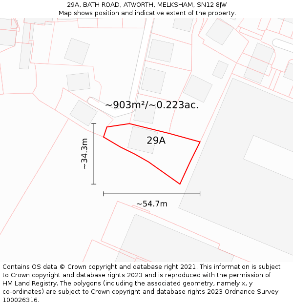 29A, BATH ROAD, ATWORTH, MELKSHAM, SN12 8JW: Plot and title map
