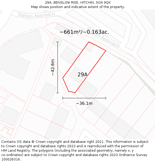 29A, BENSLOW RISE, HITCHIN, SG4 9QX: Plot and title map
