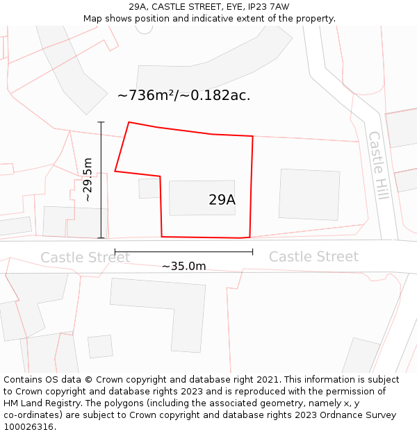 29A, CASTLE STREET, EYE, IP23 7AW: Plot and title map