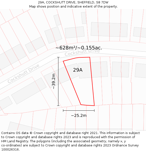 29A, COCKSHUTT DRIVE, SHEFFIELD, S8 7DW: Plot and title map