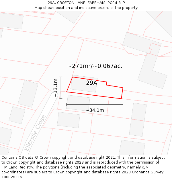 29A, CROFTON LANE, FAREHAM, PO14 3LP: Plot and title map