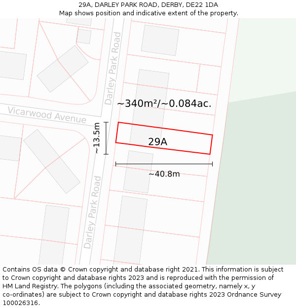29A, DARLEY PARK ROAD, DERBY, DE22 1DA: Plot and title map