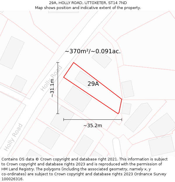 29A, HOLLY ROAD, UTTOXETER, ST14 7ND: Plot and title map