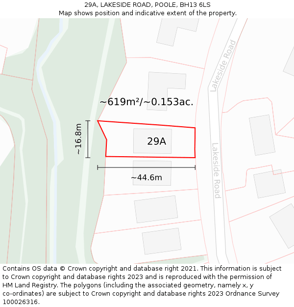 29A, LAKESIDE ROAD, POOLE, BH13 6LS: Plot and title map