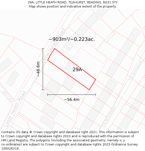 29A, LITTLE HEATH ROAD, TILEHURST, READING, RG31 5TY: Plot and title map