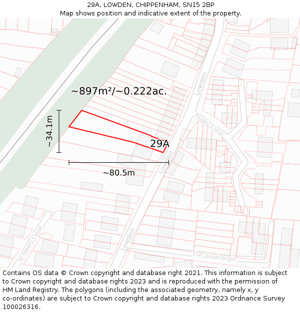 29A, LOWDEN, CHIPPENHAM, SN15 2BP: Plot and title map