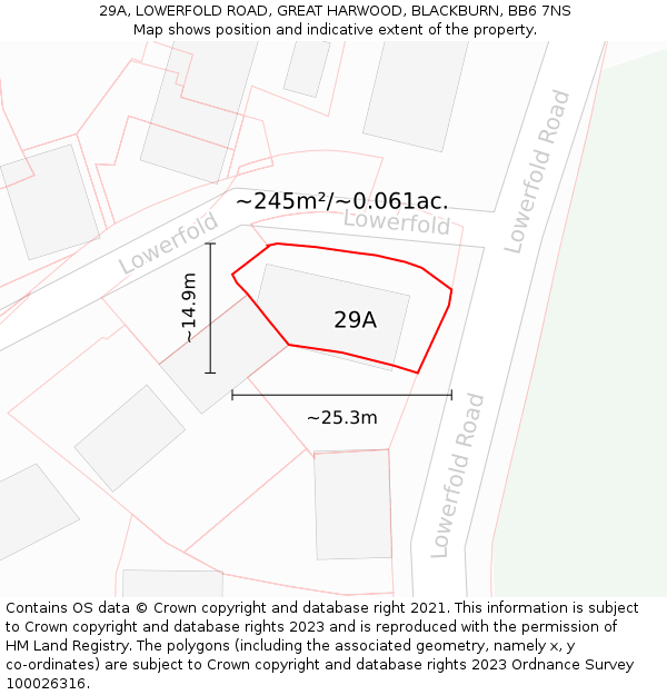 29A, LOWERFOLD ROAD, GREAT HARWOOD, BLACKBURN, BB6 7NS: Plot and title map