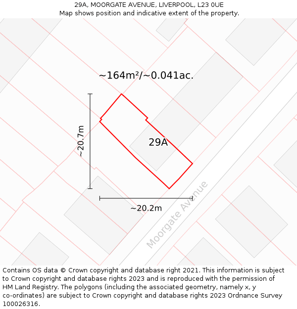 29A, MOORGATE AVENUE, LIVERPOOL, L23 0UE: Plot and title map