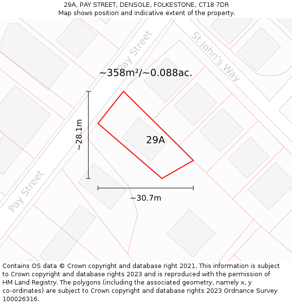 29A, PAY STREET, DENSOLE, FOLKESTONE, CT18 7DR: Plot and title map
