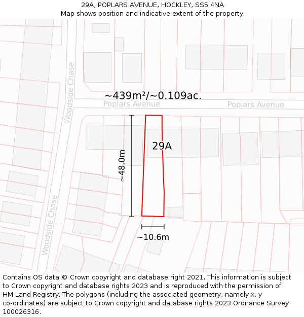 29A, POPLARS AVENUE, HOCKLEY, SS5 4NA: Plot and title map