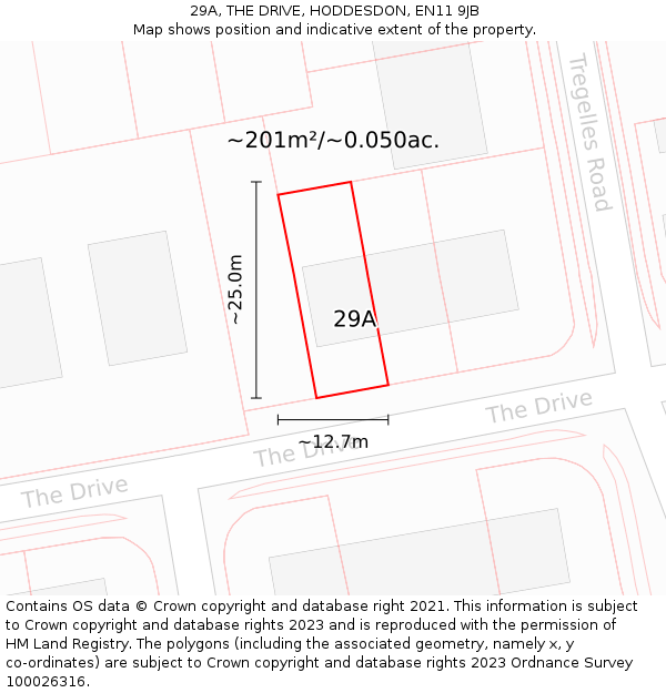 29A, THE DRIVE, HODDESDON, EN11 9JB: Plot and title map