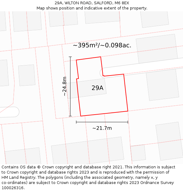 29A, WILTON ROAD, SALFORD, M6 8EX: Plot and title map