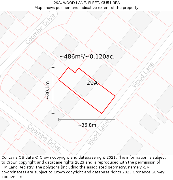 29A, WOOD LANE, FLEET, GU51 3EA: Plot and title map