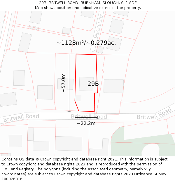 29B, BRITWELL ROAD, BURNHAM, SLOUGH, SL1 8DE: Plot and title map