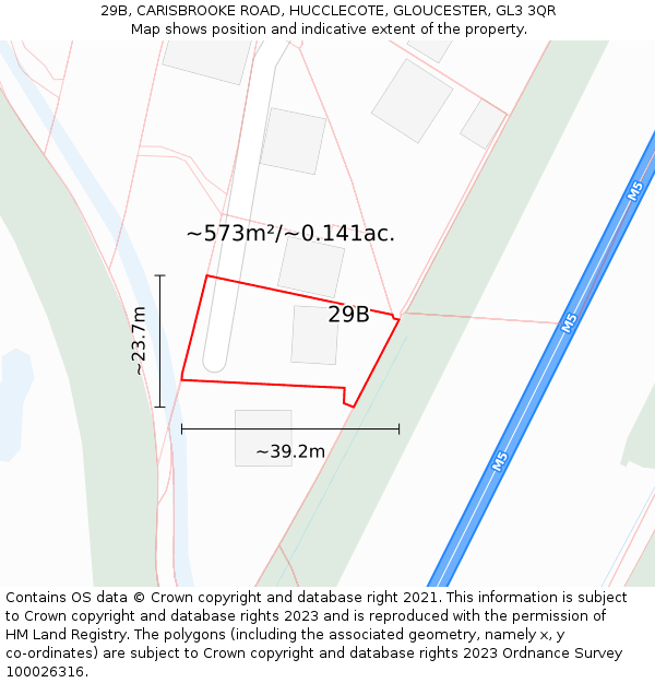 29B, CARISBROOKE ROAD, HUCCLECOTE, GLOUCESTER, GL3 3QR: Plot and title map