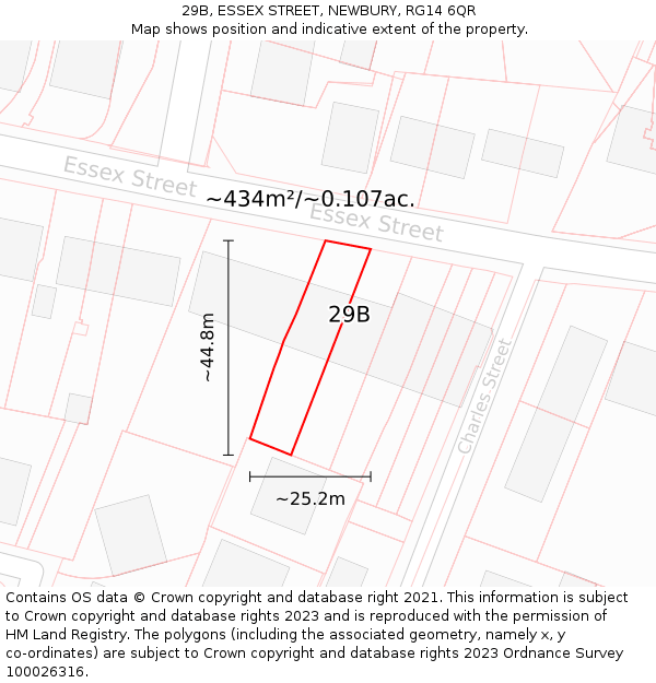29B, ESSEX STREET, NEWBURY, RG14 6QR: Plot and title map