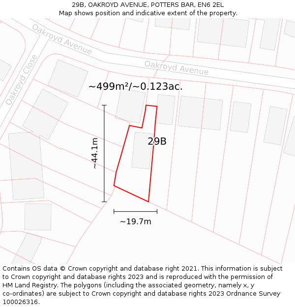 29B, OAKROYD AVENUE, POTTERS BAR, EN6 2EL: Plot and title map